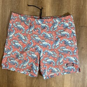 Vineyard Vines Swim Shorts Mens  M Board Trunks All Over Print Lobsters Red Blue